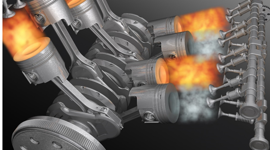 Фото работы двигателя при сгорании топлива